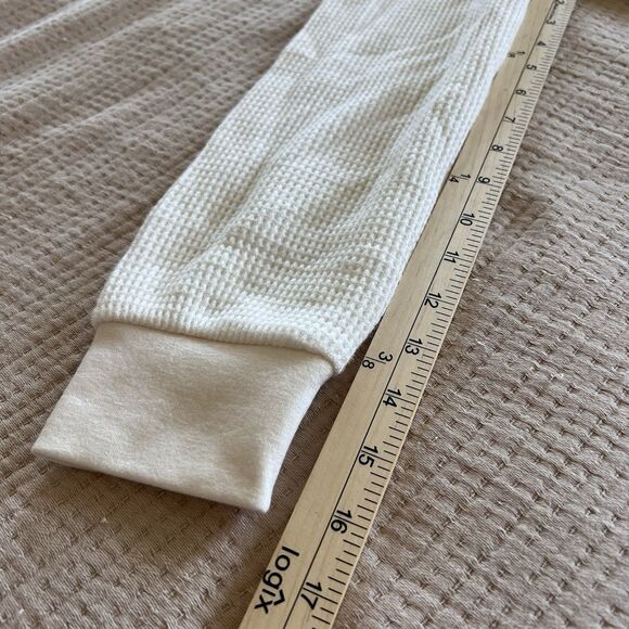 Madewell Mockneck Waffle Sweatshirt Tee Women Small Beige Long Sleeve NEW - Picture 9 of 15